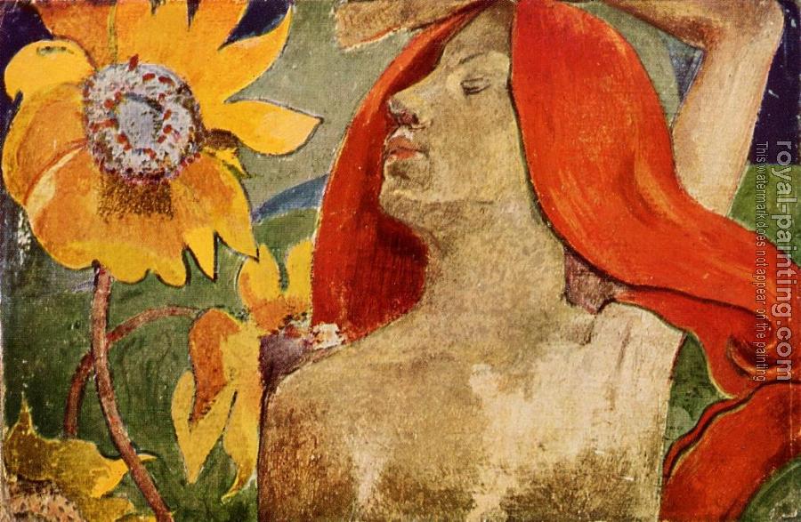 Paul Gauguin : Readheaded Woman and Sunflowers